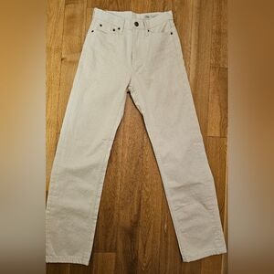 Zara Cream Ivory Cotton Linen Straight Leg Jeans Denim Size US 2 / 24